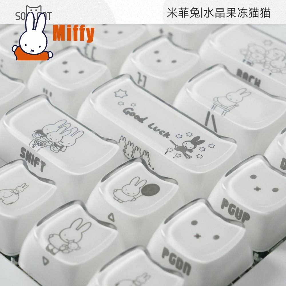 Gaming Keyboard Typewriter - Kawaii Miffy Keycaps Cute Rabbit Mechanical