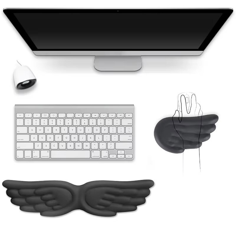 Gaming Keyboard And Mouse - Angel Wings Shaped Keyboard Mouse Pad