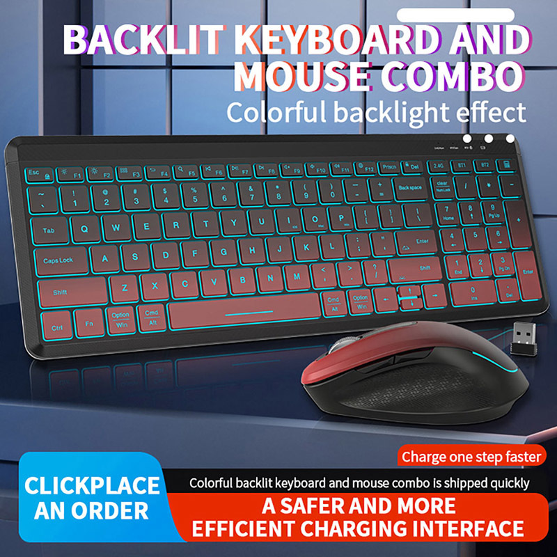 RGB Backlit Silent Wireless Ke - Gaming Keyboard Bundle ulasan dan harga
