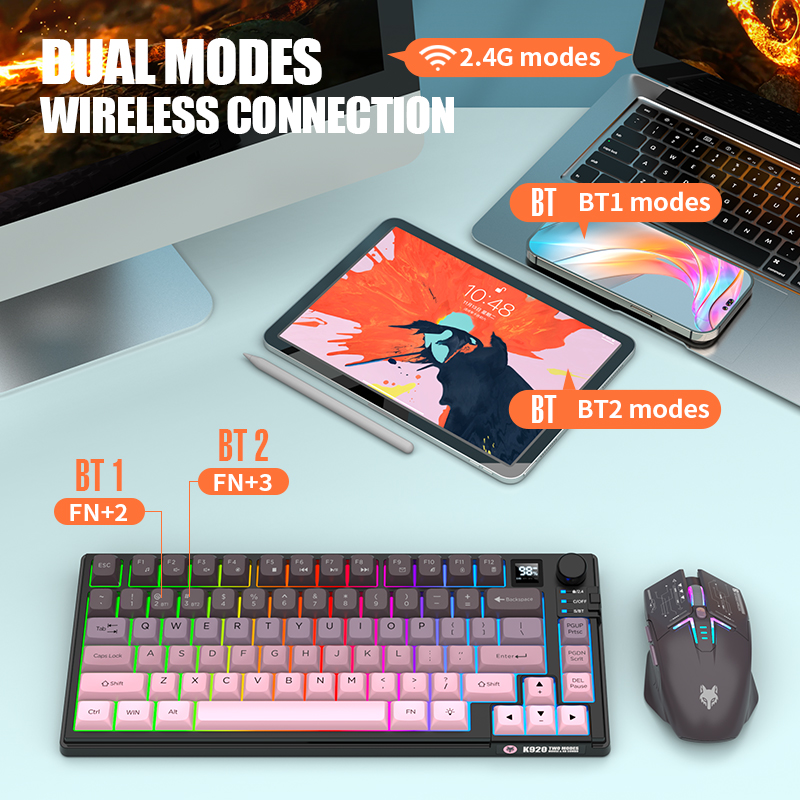 Dual-Mode 2.4G Bluetooth Wirel - Gaming Keyboard Mouse Set ulasan dan harga