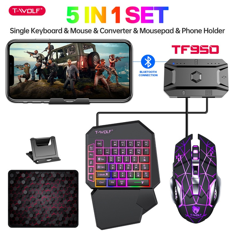 T-Wolf Tf950 5 In 1 One Handed - Gaming Keyboard And Mouse For Xbox ulasan dan harga