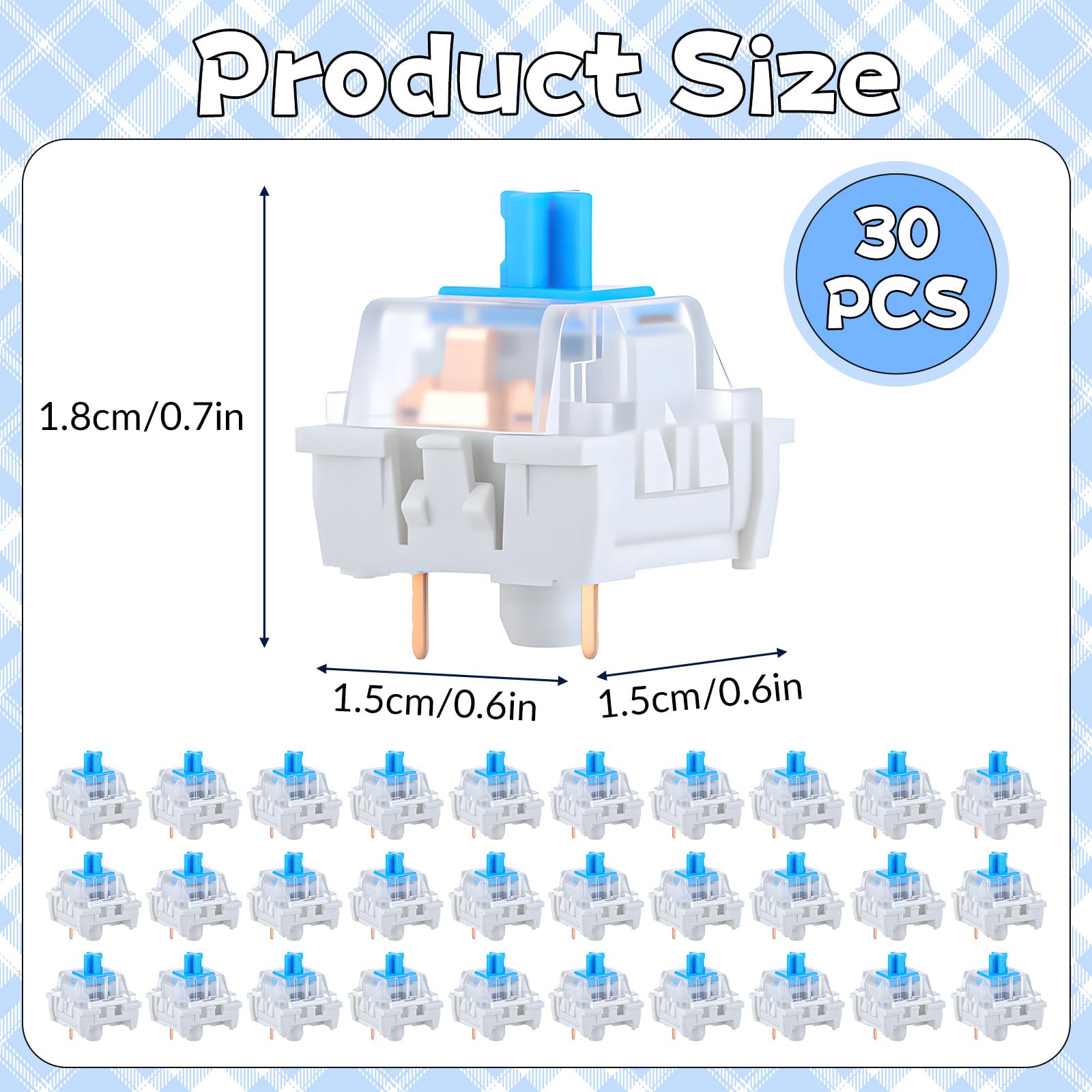 30 PCS Mechanical Keyboard Swi - Gaming Keyboard Blue ulasan dan harga