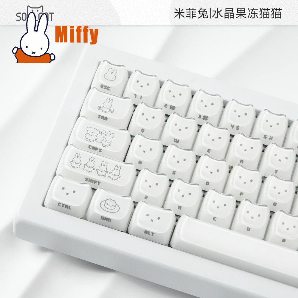 Kawaii Miffy Keycaps Cute Rabb - Gaming Keyboard Typewriter ulasan dan harga