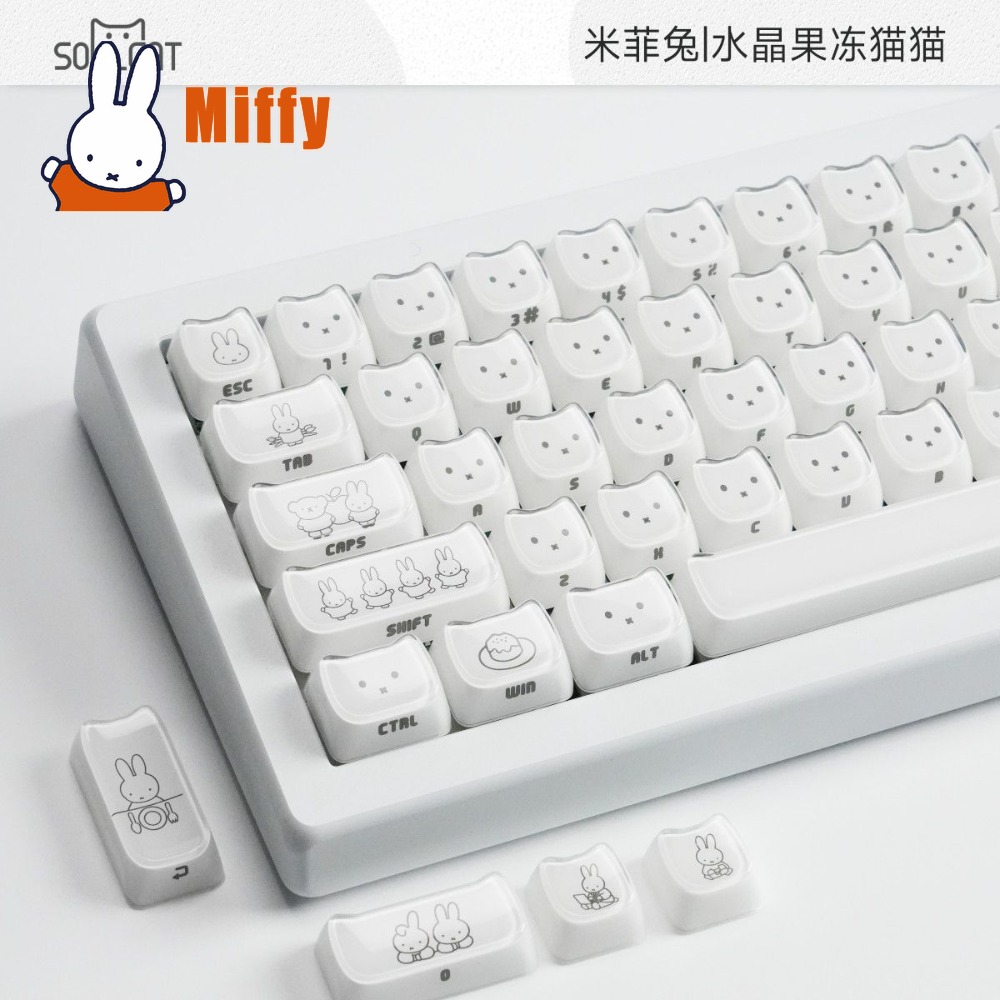 Kawaii Miffy Keycaps Cute Rabb - Gaming Keyboard Typewriter ulasan dan harga