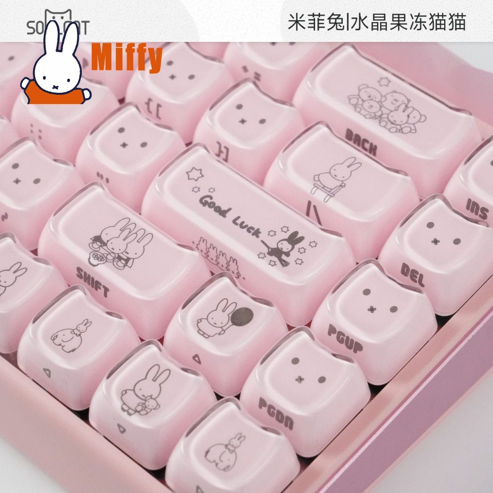 Kawaii Miffy Keycaps Cute Rabb - Gaming Keyboard Typewriter ulasan dan harga