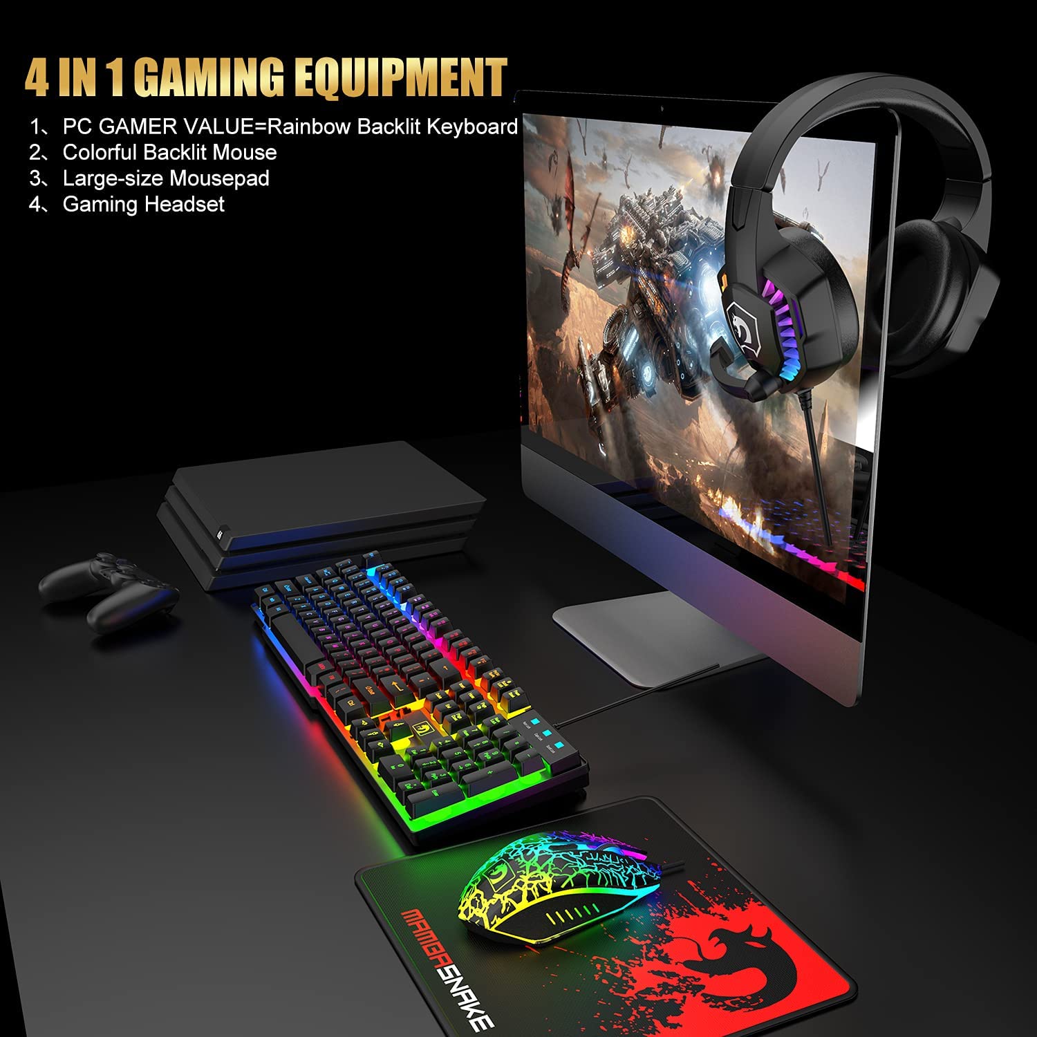 MAMBASNAKE X ZIYOULANG T11 UK  - Gaming Keyboard Mouse And Headset Combo ulasan dan harga