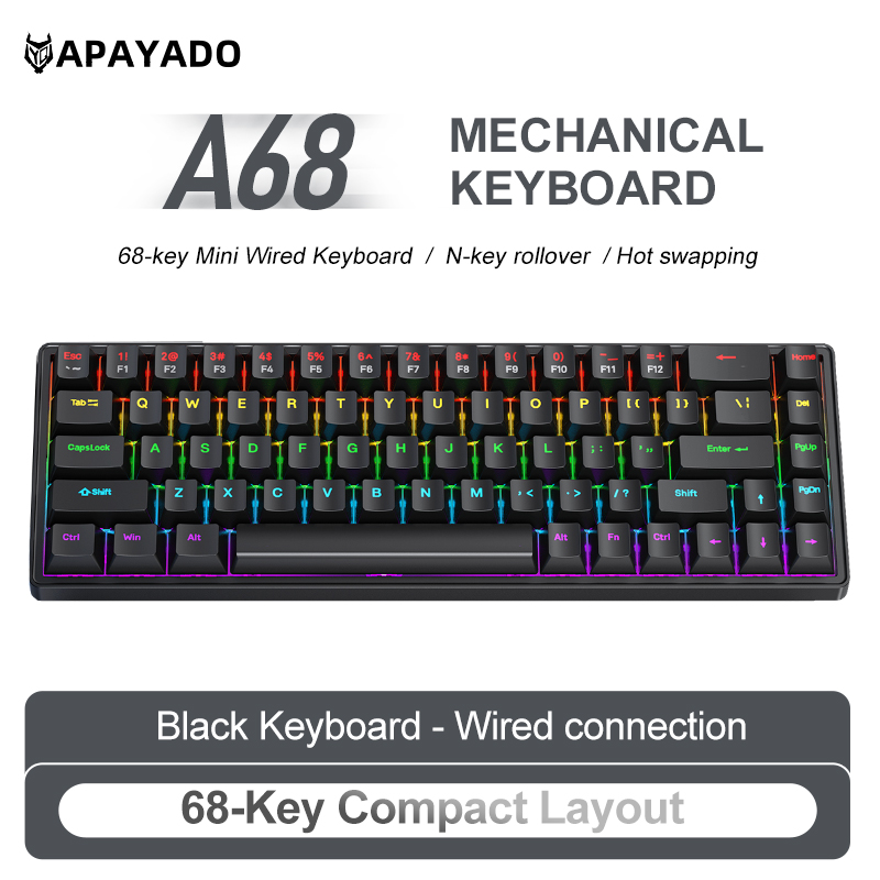 APAYADO A68 Wired Mechanical K - Gaming Keyboard Bundle ulasan dan harga