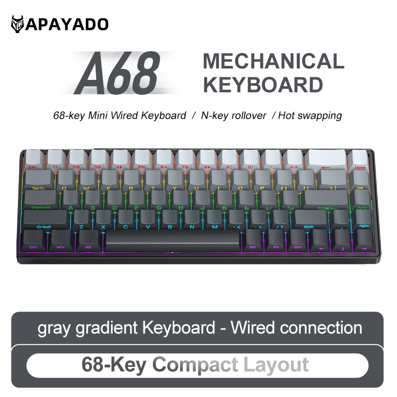 APAYADO A68 Wired Mechanical K - Gaming Keyboard Bundle ulasan dan harga